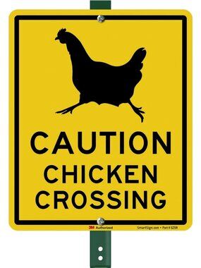 Caution Chicken Crossing Yard Sign - Reflective Aluminum with Stake, 12x10 Inch